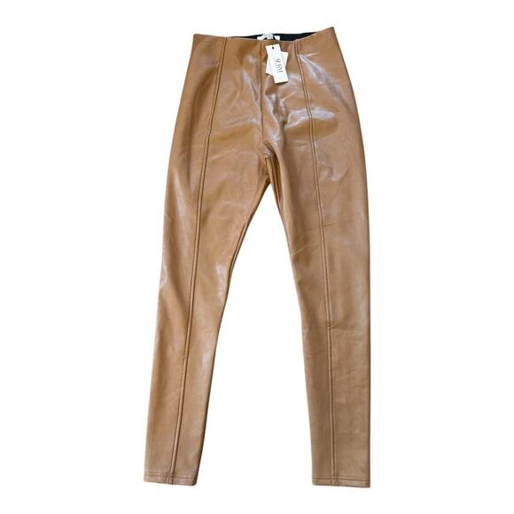 NEW AFRM Women's High Waist Faux Leather Pants Brown‎ Size Small Casual NWT - Picture 1 of 7